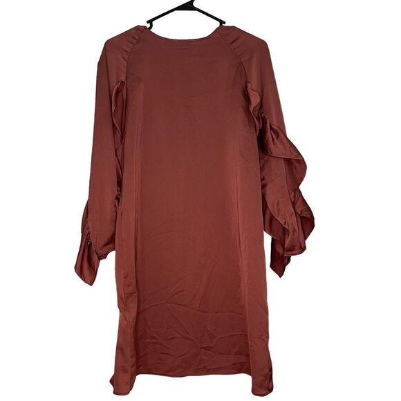 ZARA Maroon Long Sleeve Dress Size XS - Picture 2 of 5